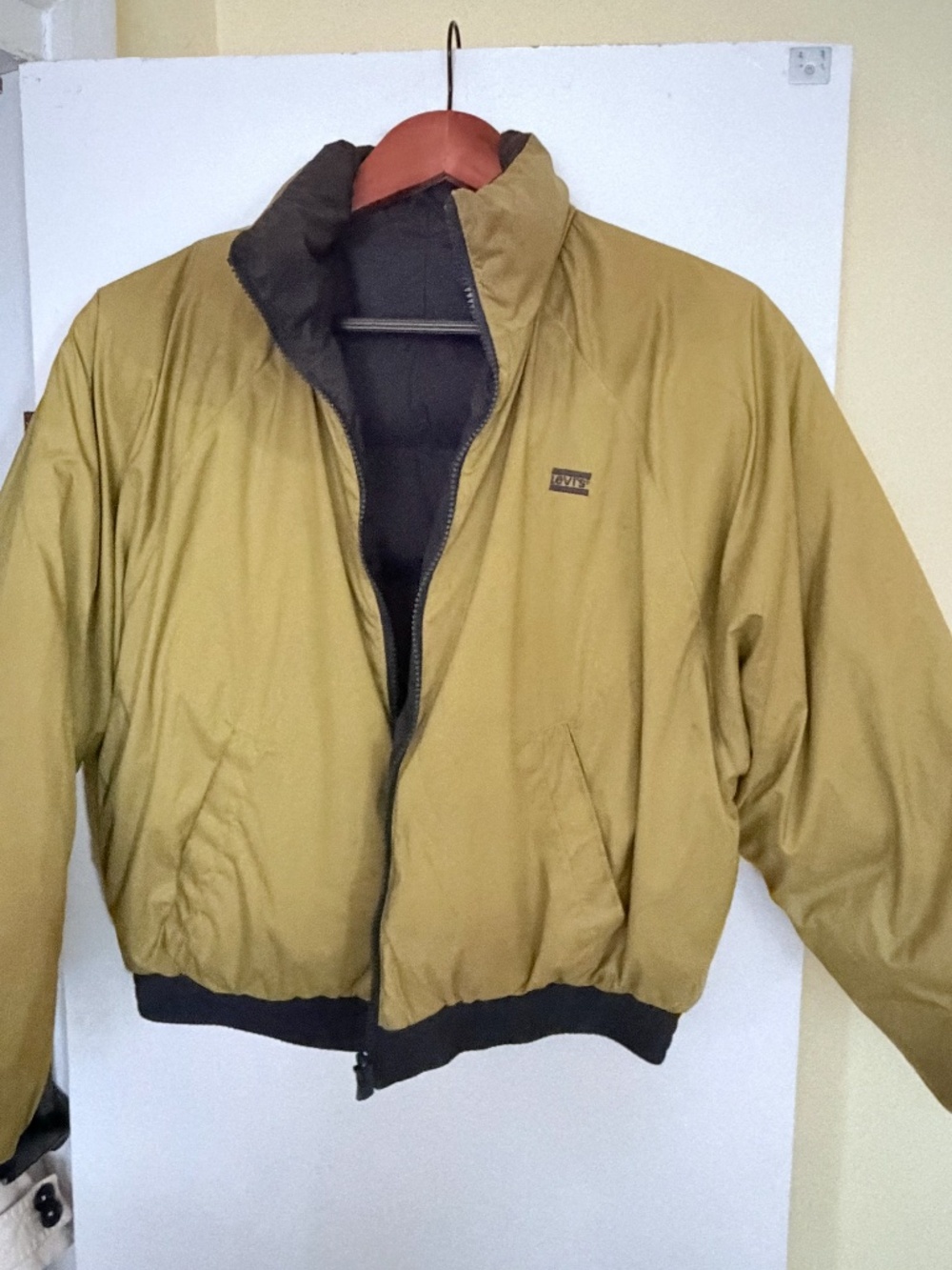 Levi's Reversible Cropped Puffer Jacket Navy Olive Green